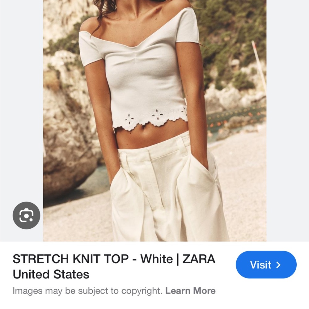 Zara White Sleeveless Crop Top with Cut Out Design